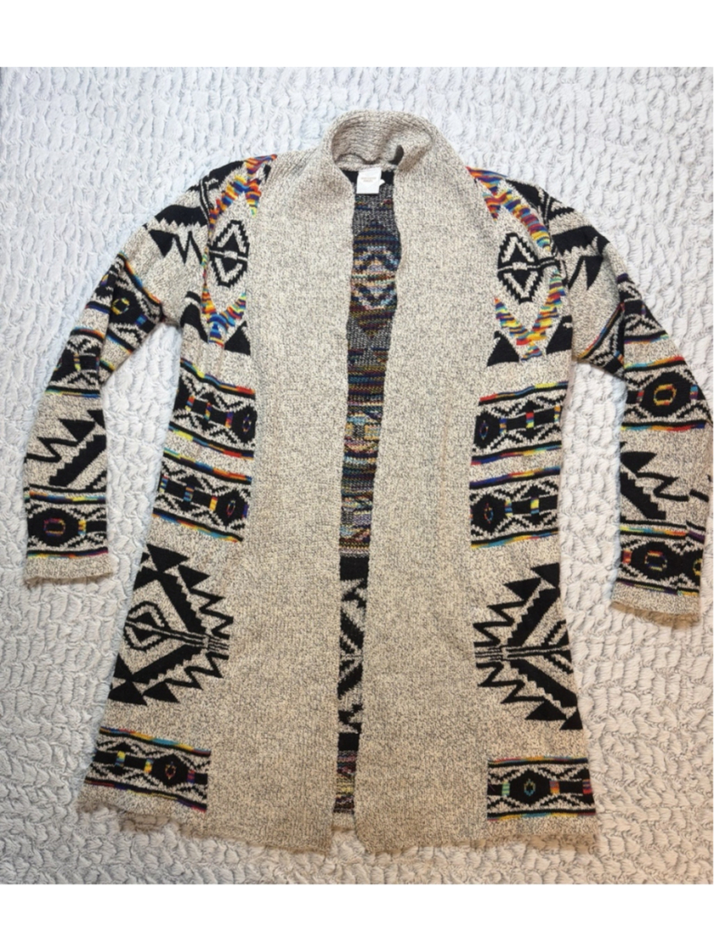 Northern Angel Women's Aztec Geometric Knit Cardigan Sweater Beige S